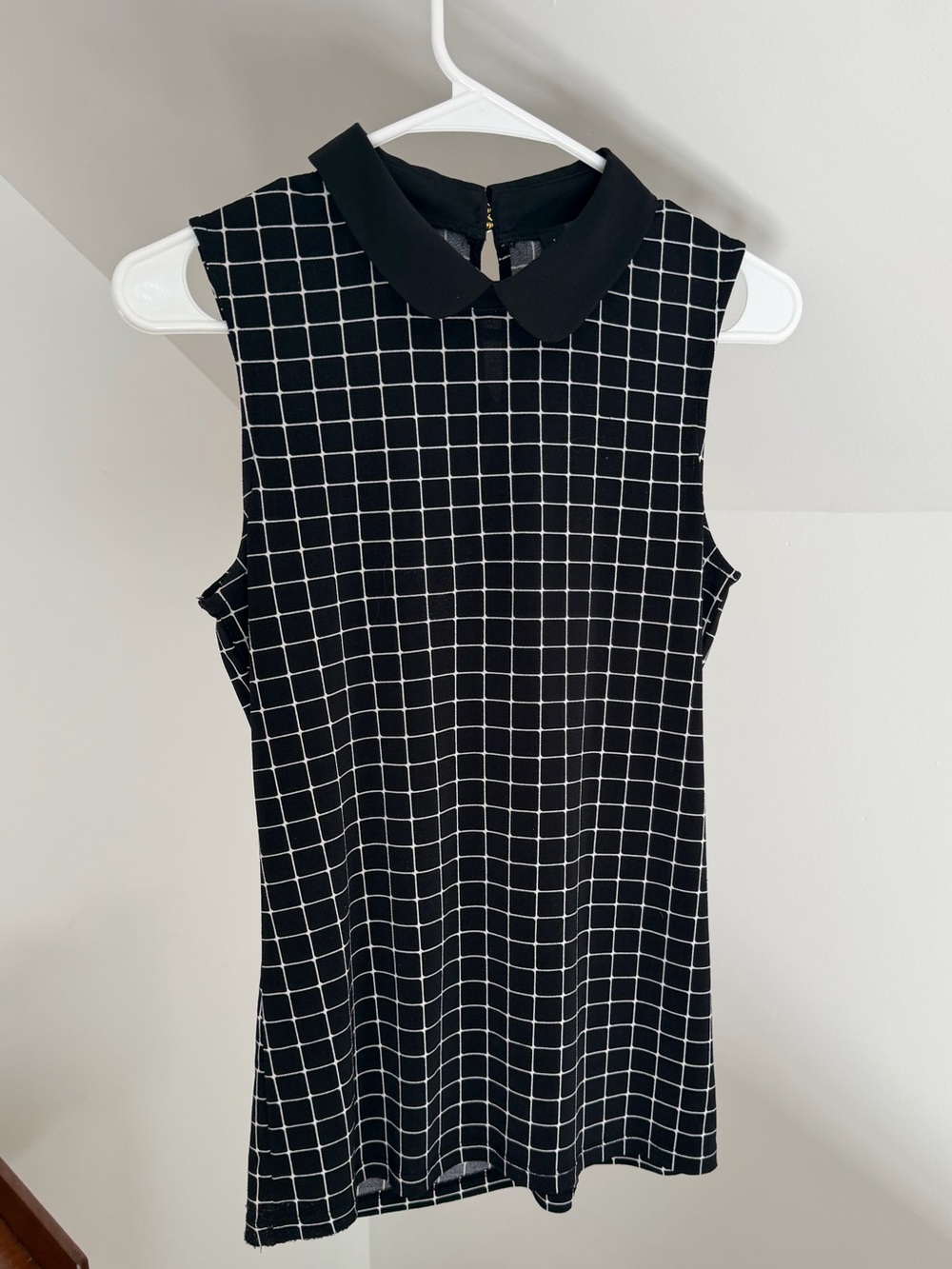 The Limited Windowpane Sleeveless Top with Collar